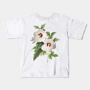 White Flowers painting, Hibiscus Kids T-Shirt